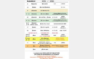 Le calendrier 2025 / 2026 de la Compagnie