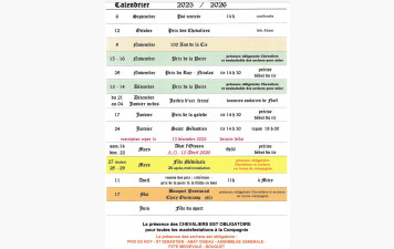 Le calendrier 2025 / 2026 de la Compagnie